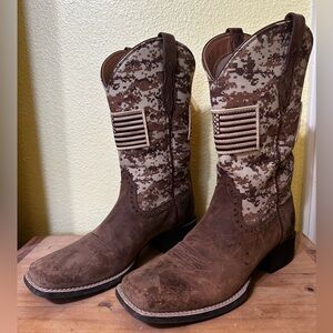 ARIAT WOMEN'S ROUND UP PATRIOT WESTERN PERFORMANCE BOOTS - BROAD SQUARE TOE